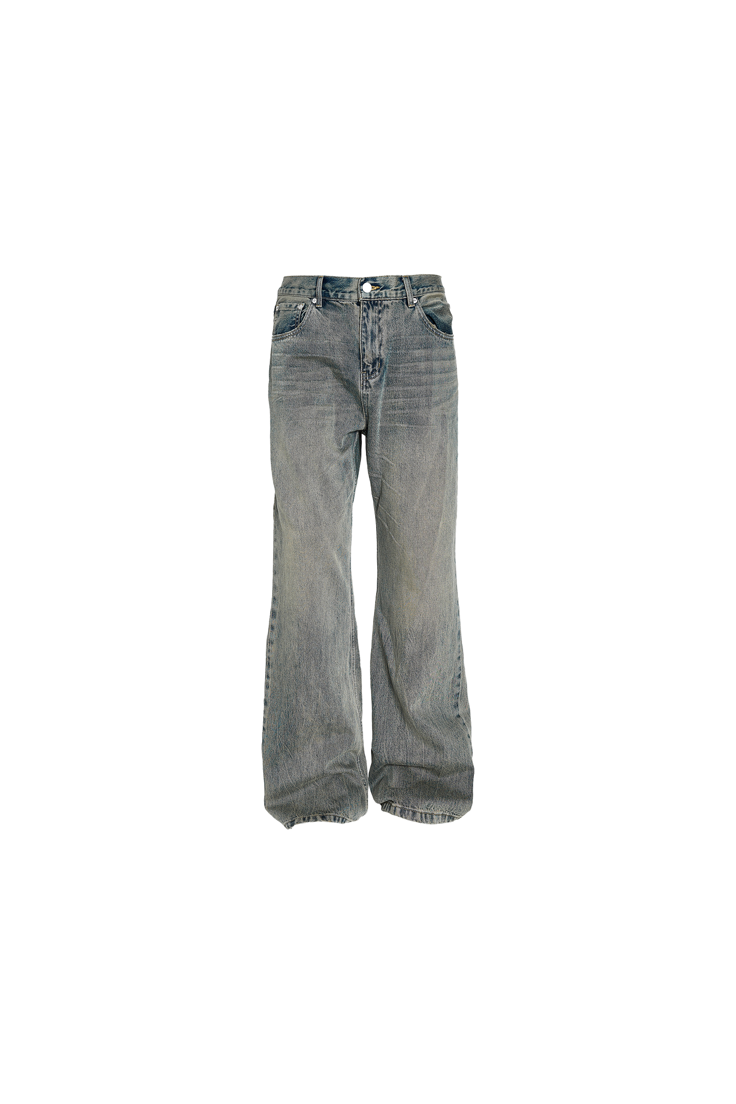 STEEPC Retro Nostalgic Washed Distressed Straight Jeans