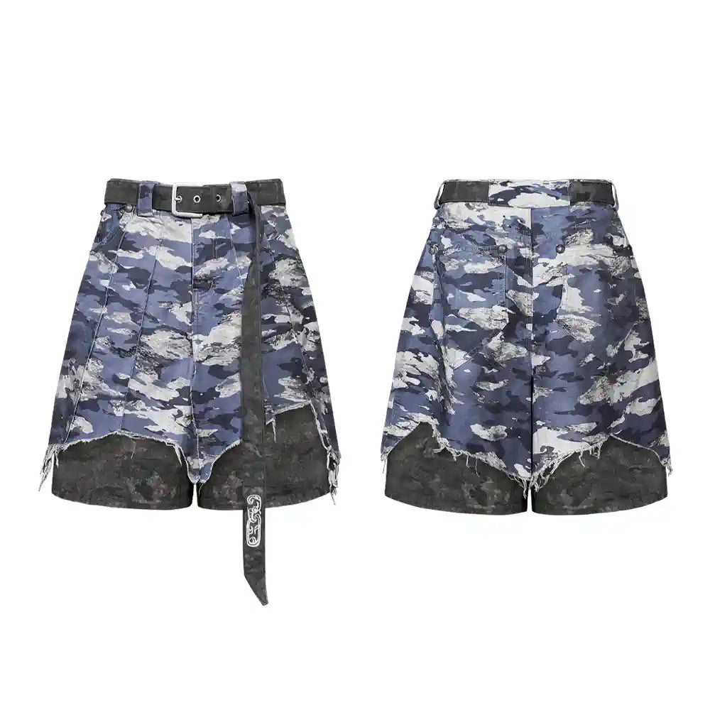 Blue Camouflage Cargo Shorts