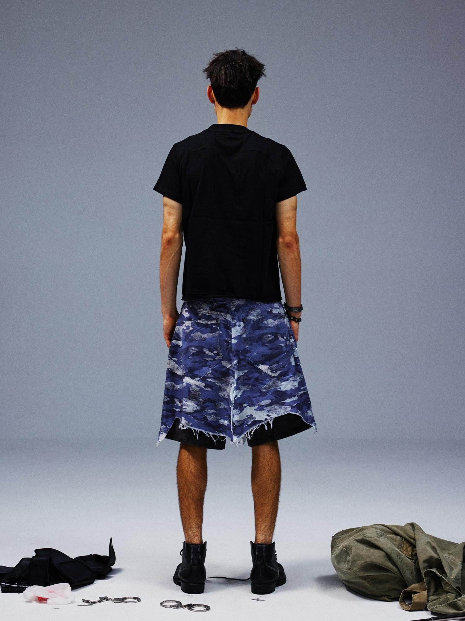 Blue Camouflage Cargo Shorts