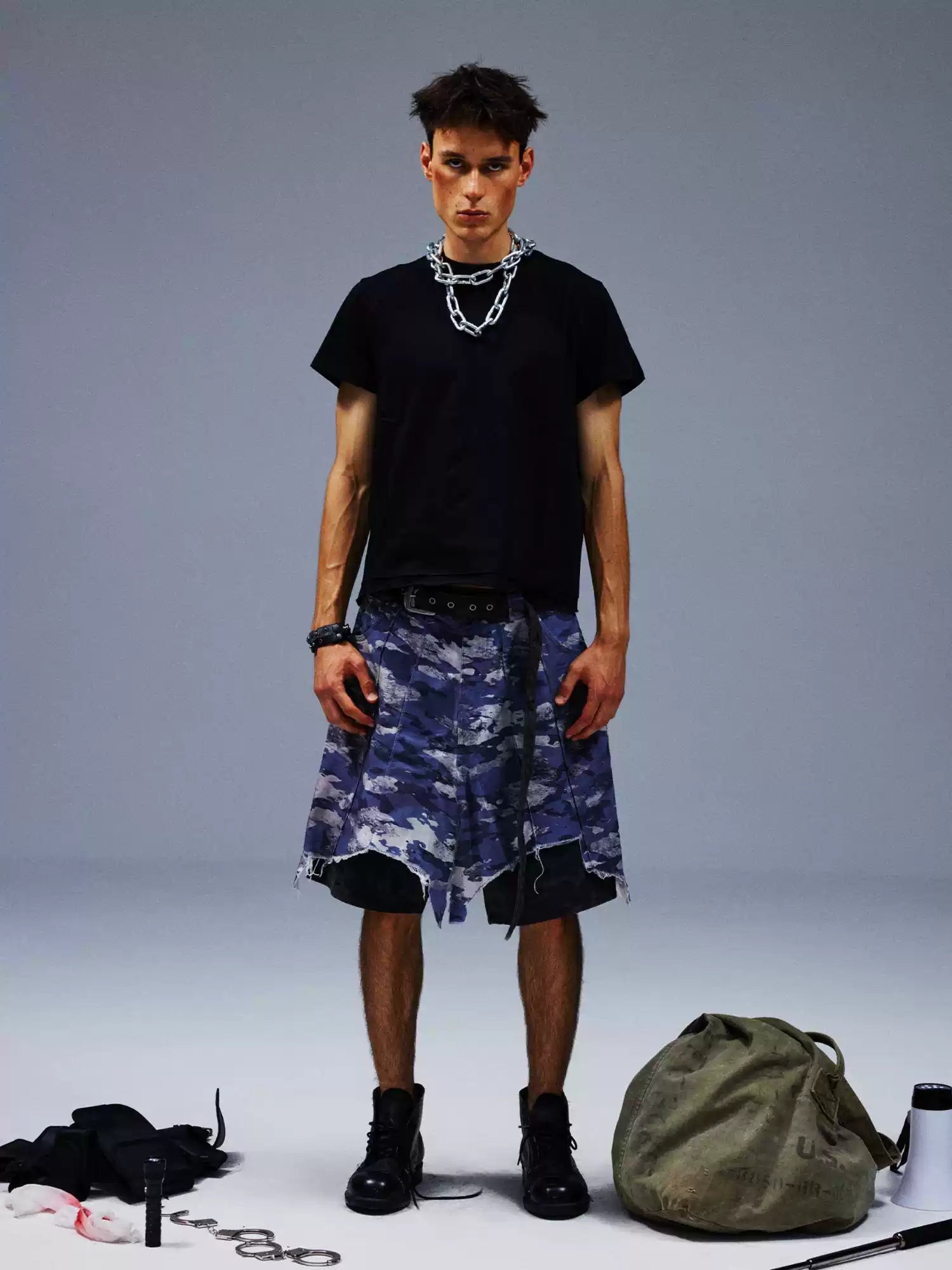 Blue Camouflage Cargo Shorts