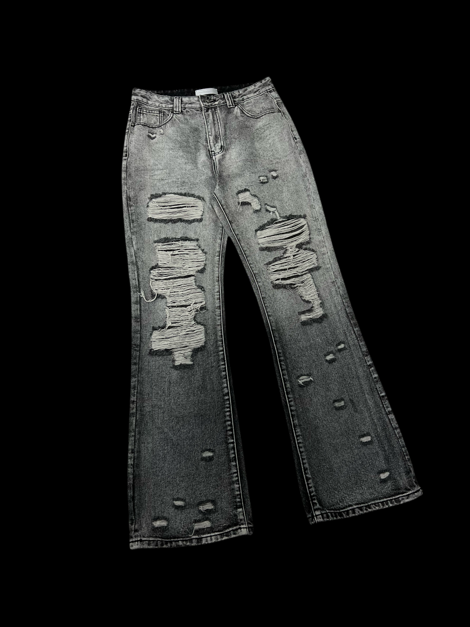 White Lime Plaster Washed Distressed Jeans